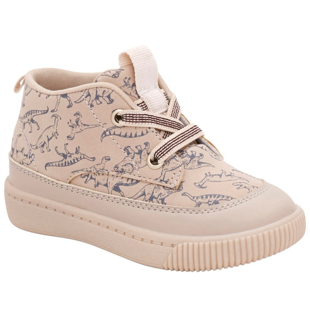 Toddler Dinosaur Tan High-Top Sneakers